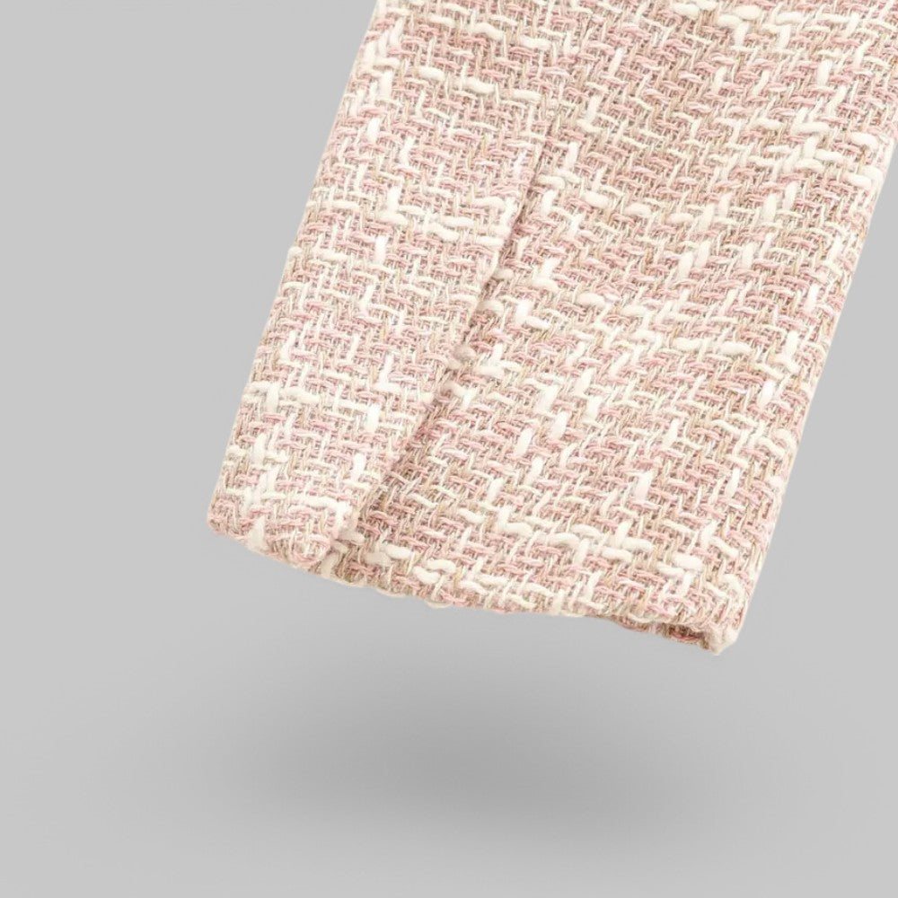 Chic Pink Tweed Blazer for Women - Ideal for Work or Events