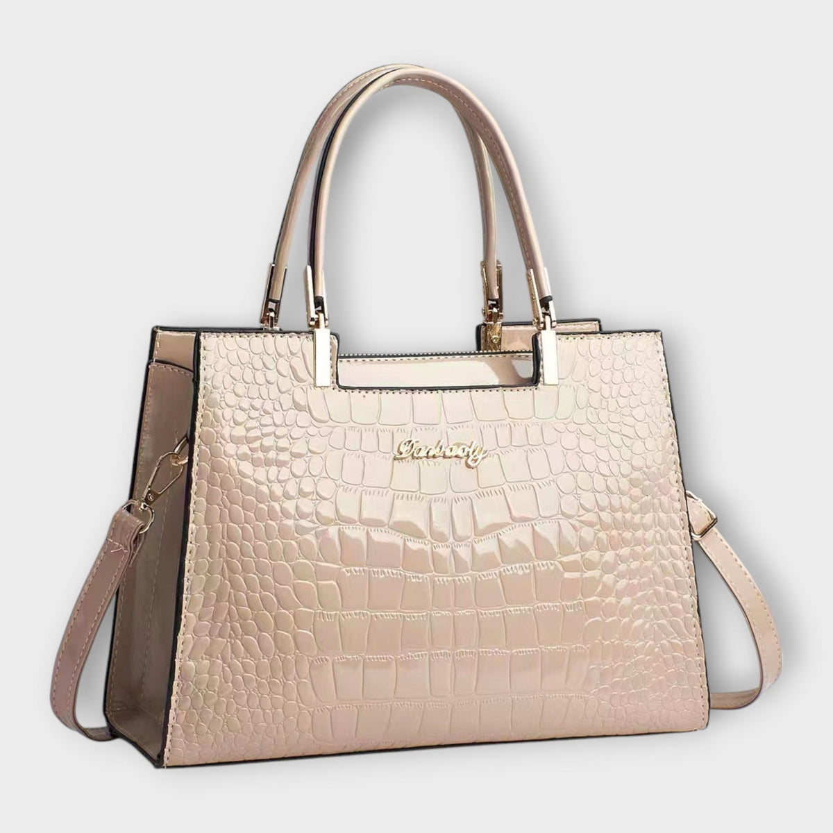 Glossy Crocodile Pattern Handbag for Chic Occasions