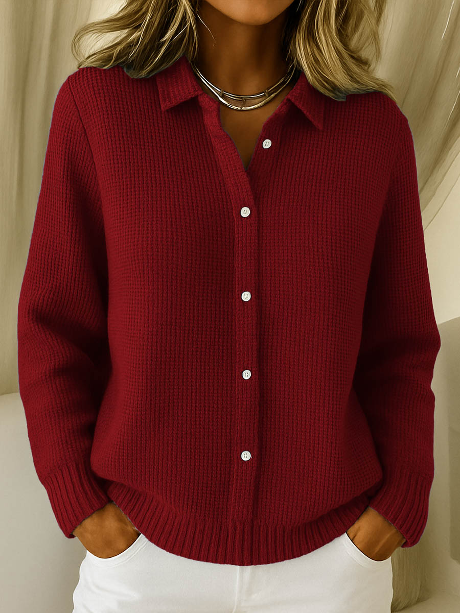 Women's Sweater | Full Button Front, Point Collar