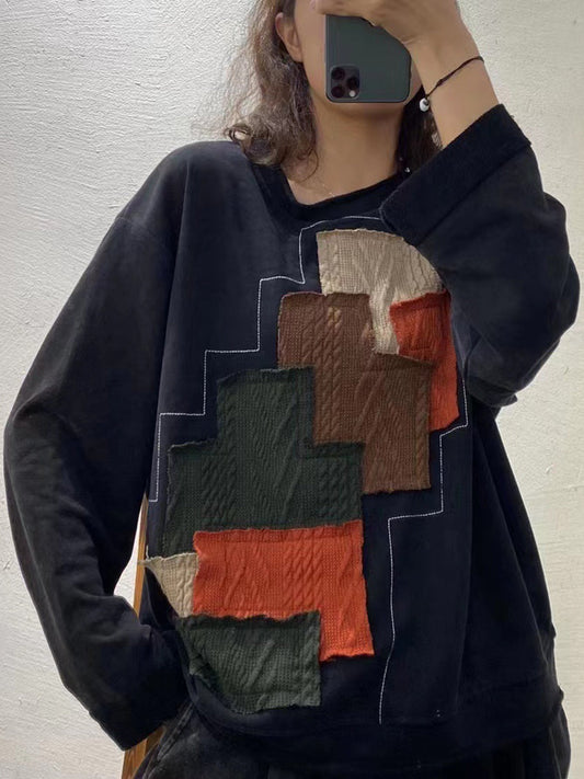 Women's Patchwork Sweatshirt | Loose Fit & All-Day Comfort 1