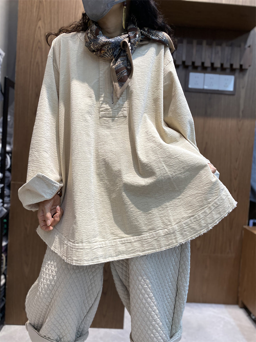 Women's Zip Up Sweatshirt Raglan Sleeve Jumper O Neck 7