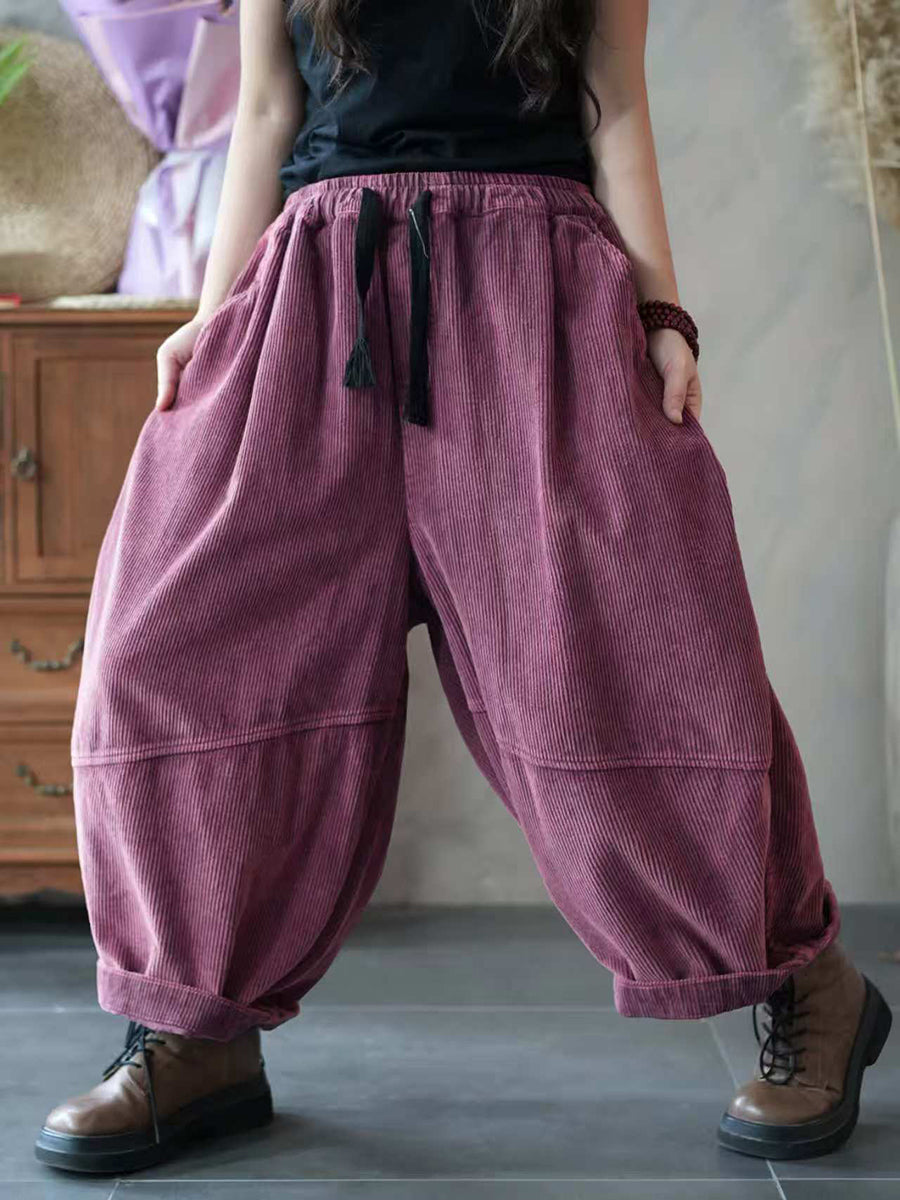 Women's Harem Trousers Relaxed Spliced Ankle with Elasticated Band 7