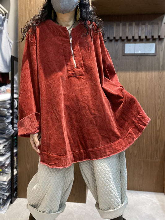 Women's Zip Up Sweatshirt Raglan Sleeve Jumper O Neck 1