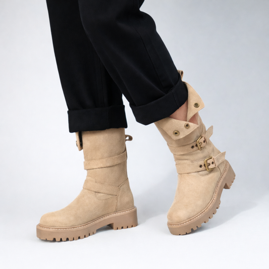 Women's Buckle Boots | Snap-Button Cuff & Rounded Toe 1