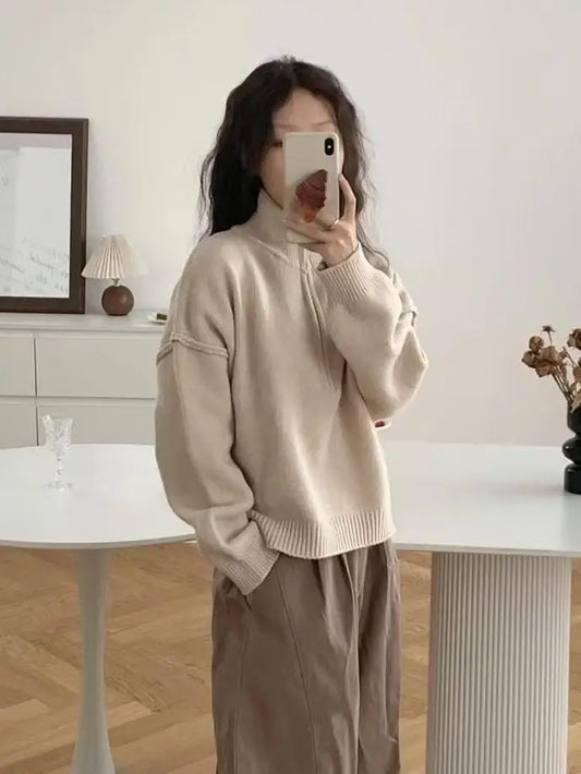 Aurora - Cozy High Neck Knit Sweater for Every Occasion