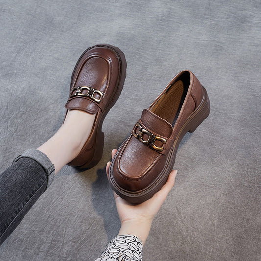 Black Loafers for Women – Stylish Chain Detail & Comfort