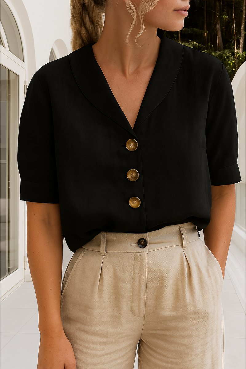 Blouse | Relaxed Button-Front Collared