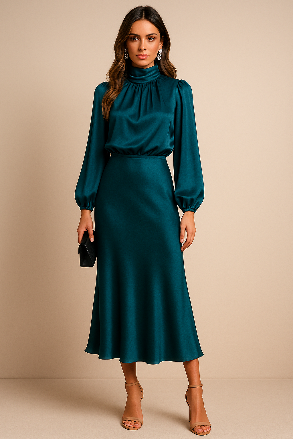 Chic High Neck Midi Dress for Stylish Occasions