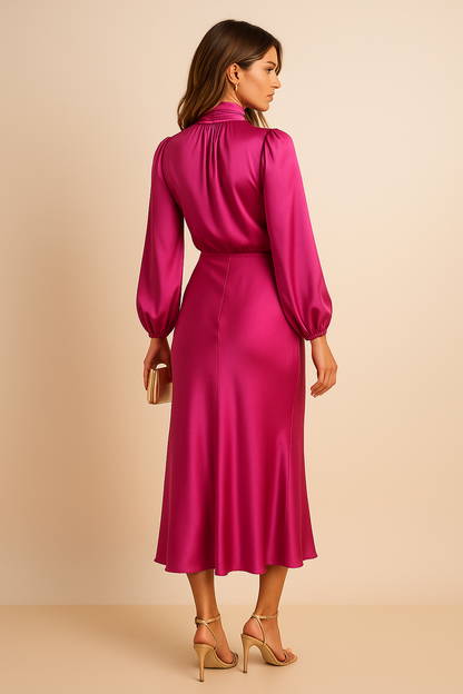 Chic High Neck Midi Dress for Stylish Occasions