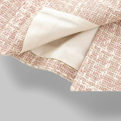 Chic Pink Tweed Blazer for Women - Ideal for Work or Events