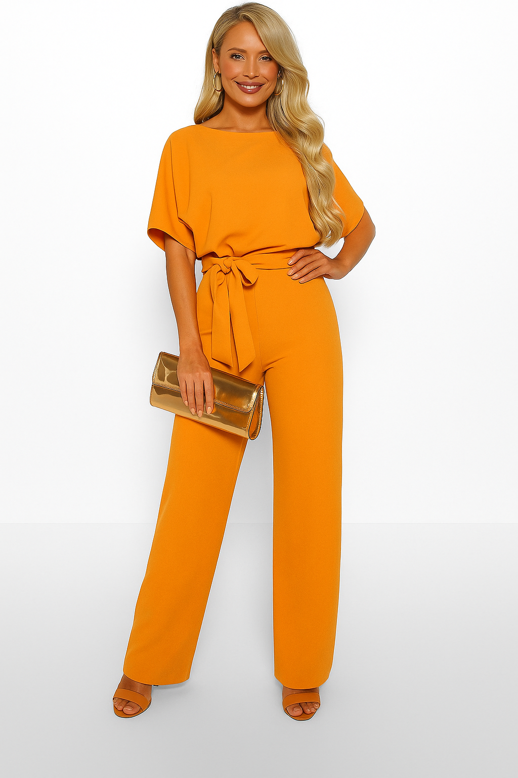 Chic Women's Short Sleeve Tie Ribbon Jumpsuit for Any Occasion