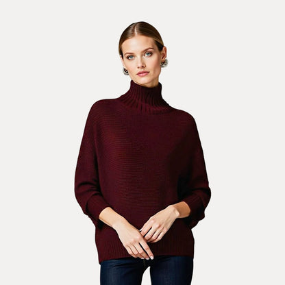 Chic Women’s Turtleneck Sweater with Side Slit Hem