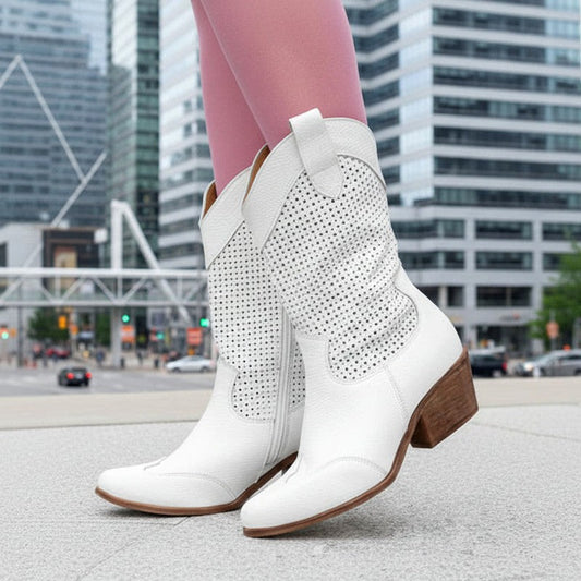 Women's Cowboy Boots | Perforated Shaft & Pointed Toe 1