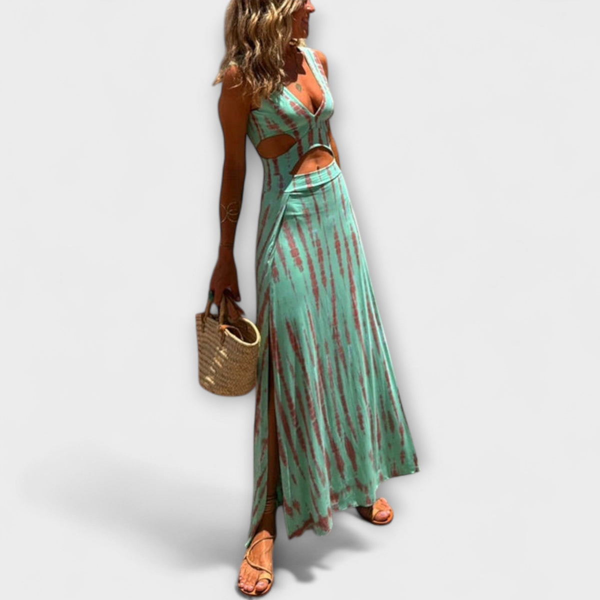 Ella Eleanor Tie-Dye Cutout Stretch Dress for Events
