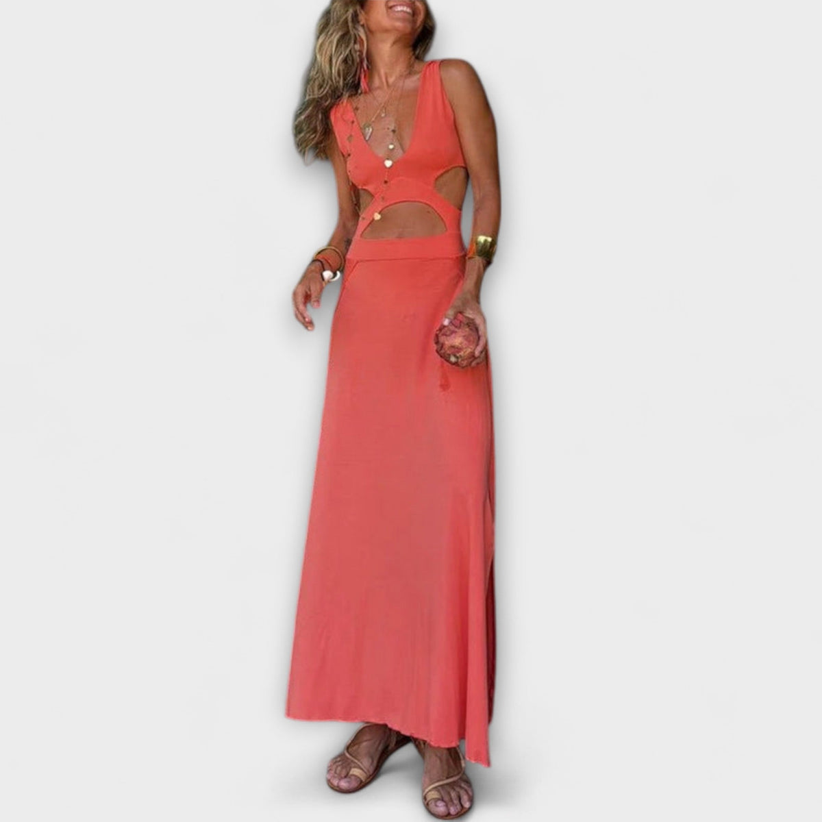 Ella Eleanor Tie-Dye Cutout Stretch Dress for Events