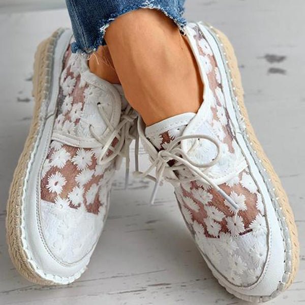 Eva - Stylish Embroidered Lace Footwear for Special Occasions