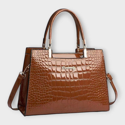 Glossy Crocodile Pattern Handbag for Chic Occasions