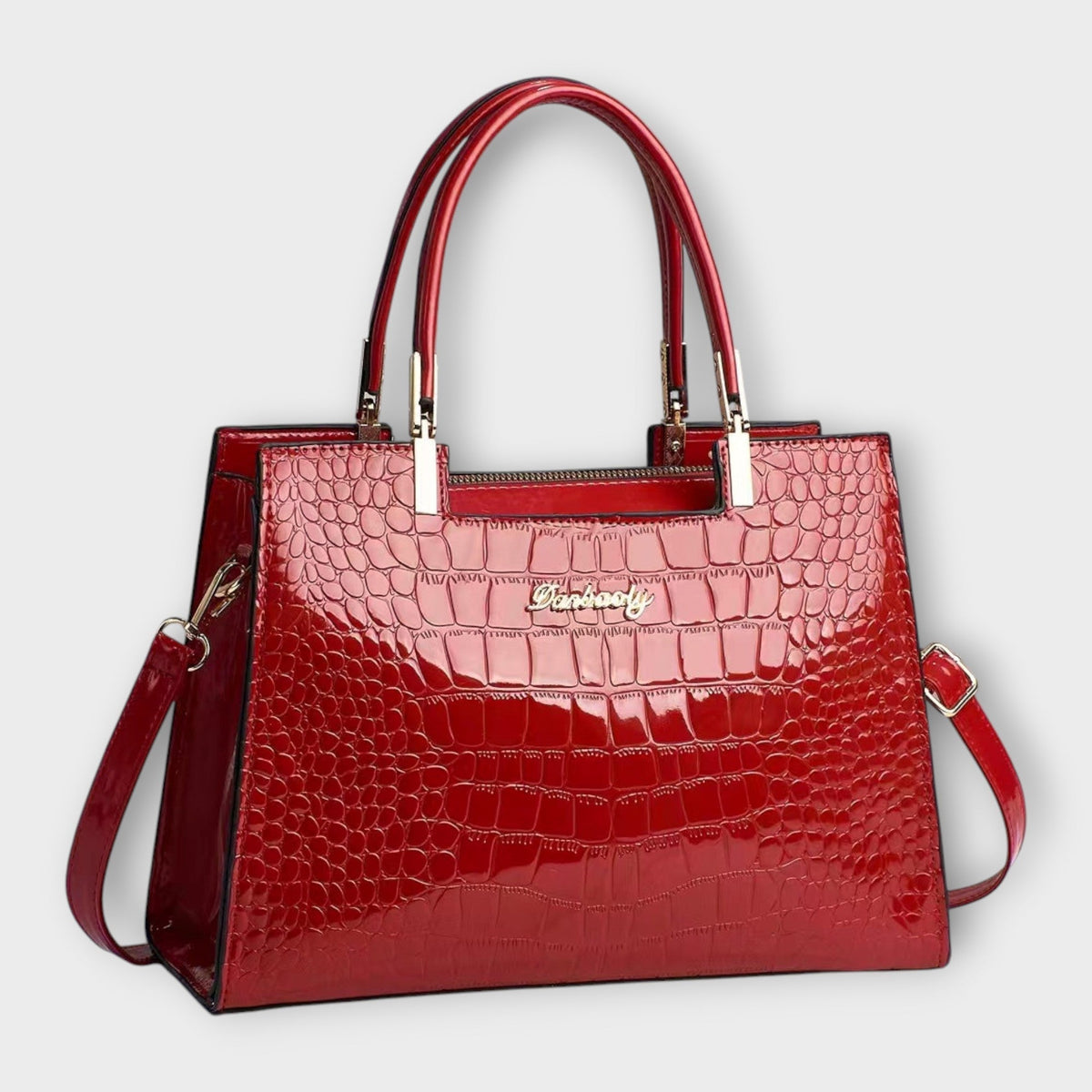 Glossy Crocodile Pattern Handbag for Chic Occasions