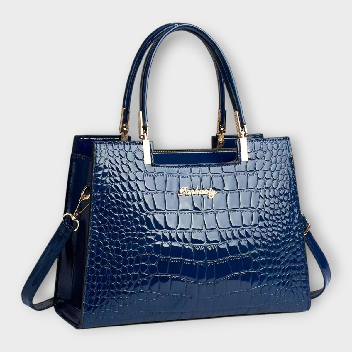 Glossy Crocodile Pattern Handbag for Chic Occasions