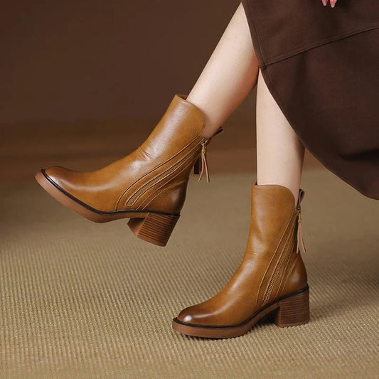 Women's Ankle Boots | Block Heel & Side Zip