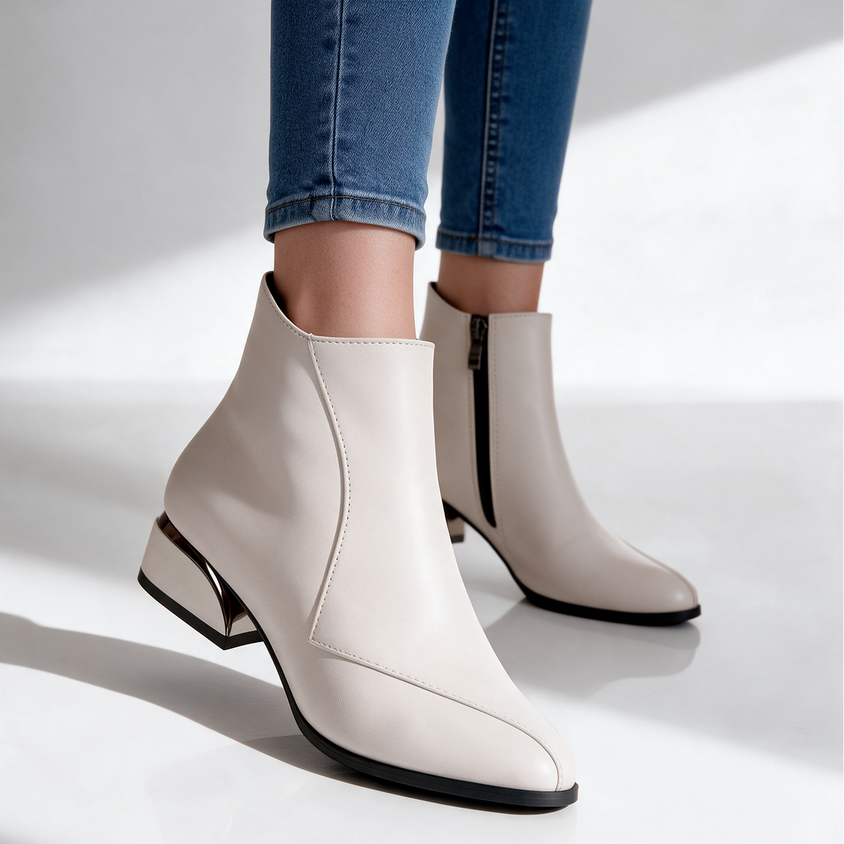 Women's Ankle Boots | Pointed Toe & Metallic Heel