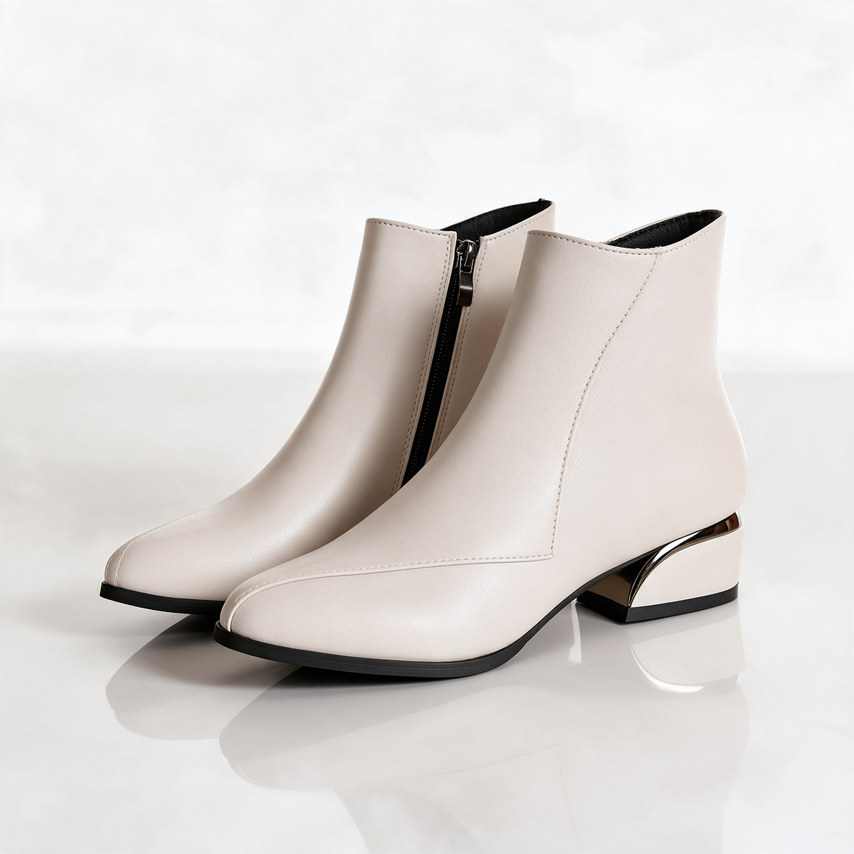 Women's Ankle Boots | Pointed Toe & Metallic Heel