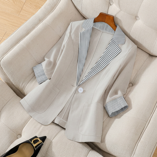 Women's Blazer Button Front Tailored Fit Long Sleeve with Notch Lapel