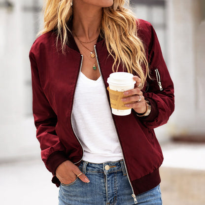 Women's Bomber Jacket | Zip-Up & Ribbed Trims