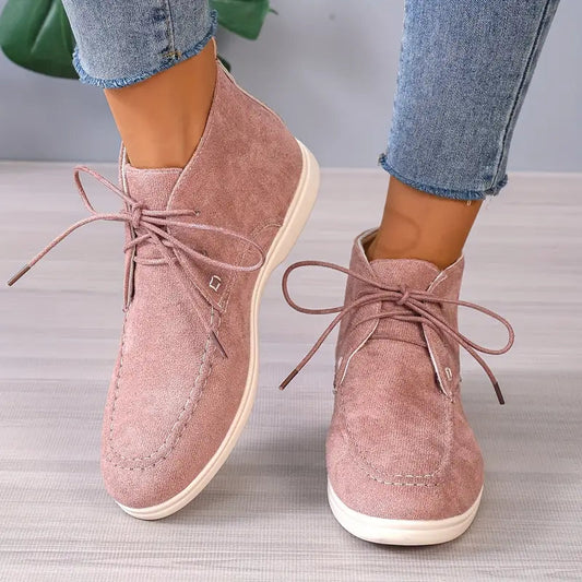 Women's Boots Lace Up High Top Casual Round Toe with Ankle Support