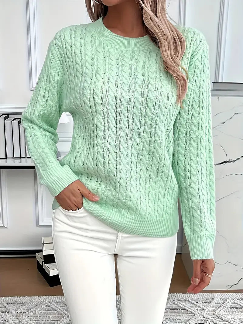 Women's Cable Knit Sweater | Long Sleeve & Relaxed Fit