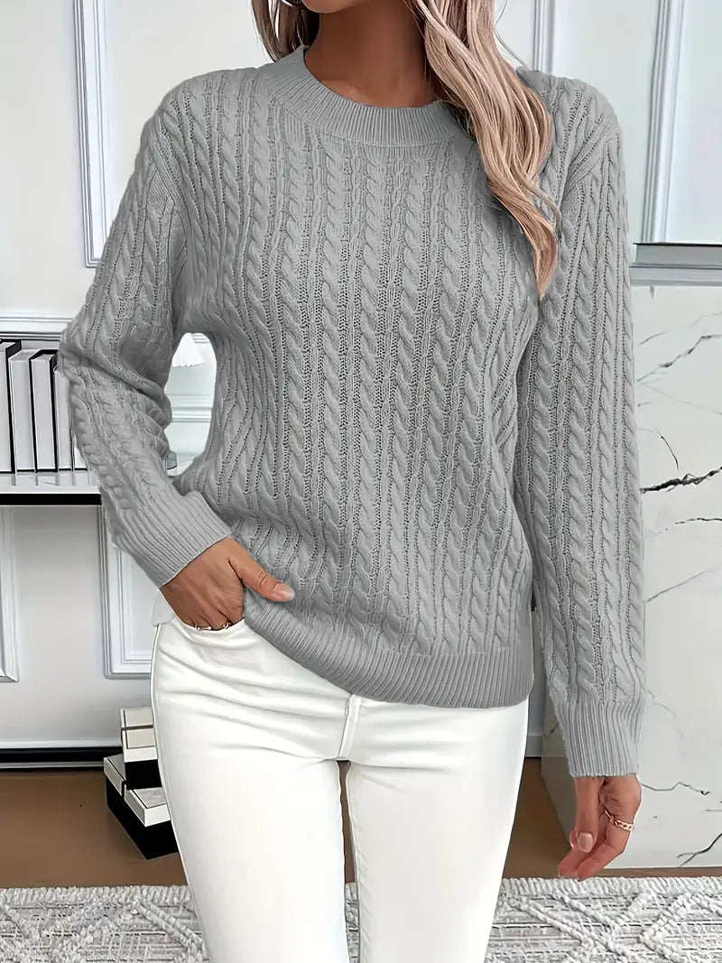 Women's Cable Knit Sweater | Long Sleeve & Relaxed Fit