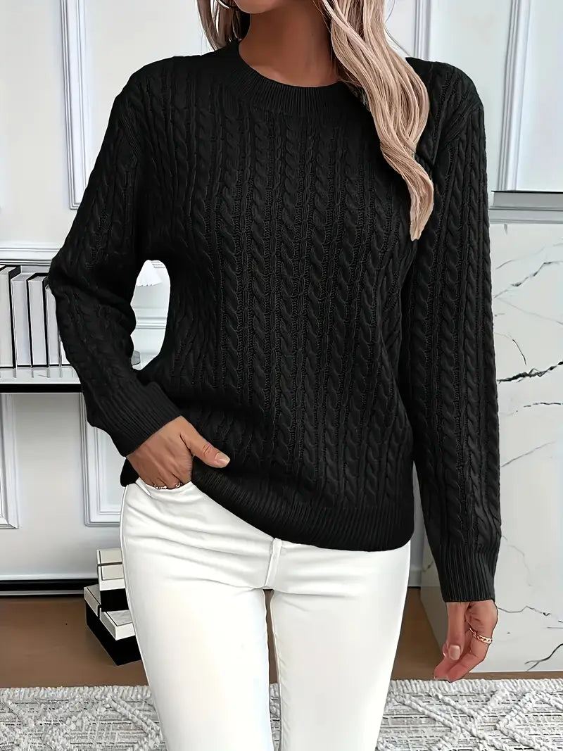 Women's Cable Knit Sweater | Long Sleeve & Relaxed Fit