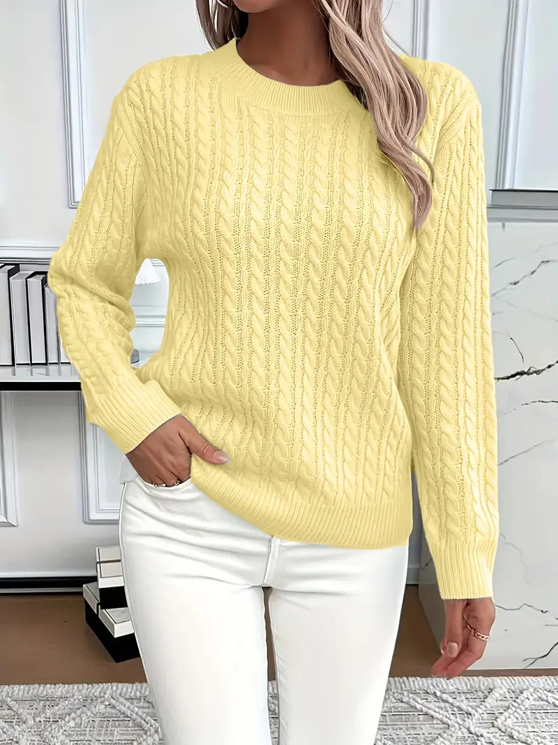 Women's Cable Knit Sweater | Long Sleeve & Relaxed Fit