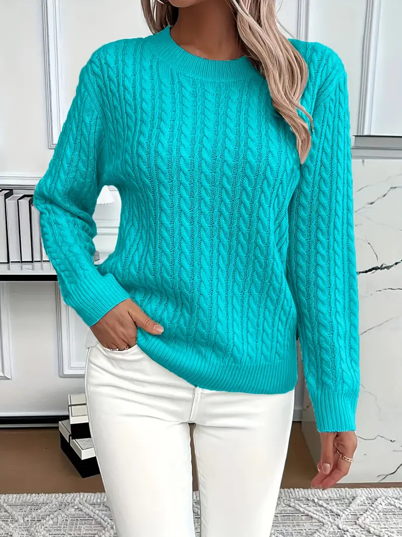 Women's Cable Knit Sweater | Long Sleeve & Relaxed Fit