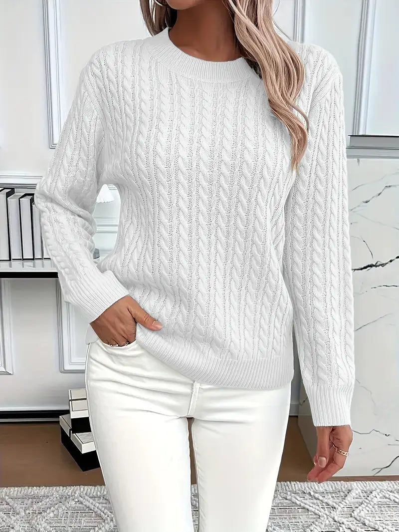 Women's Cable Knit Sweater | Long Sleeve & Relaxed Fit