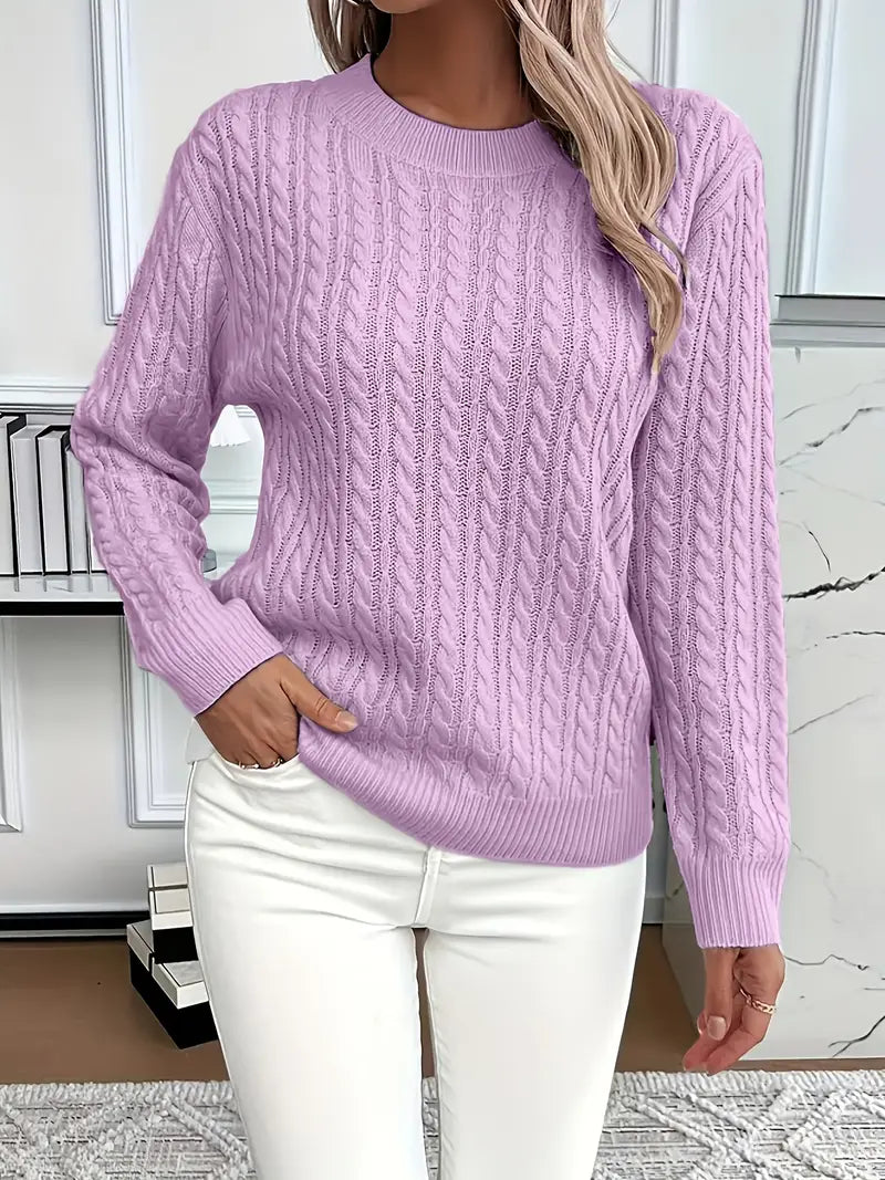 Women's Cable Knit Sweater | Long Sleeve & Relaxed Fit