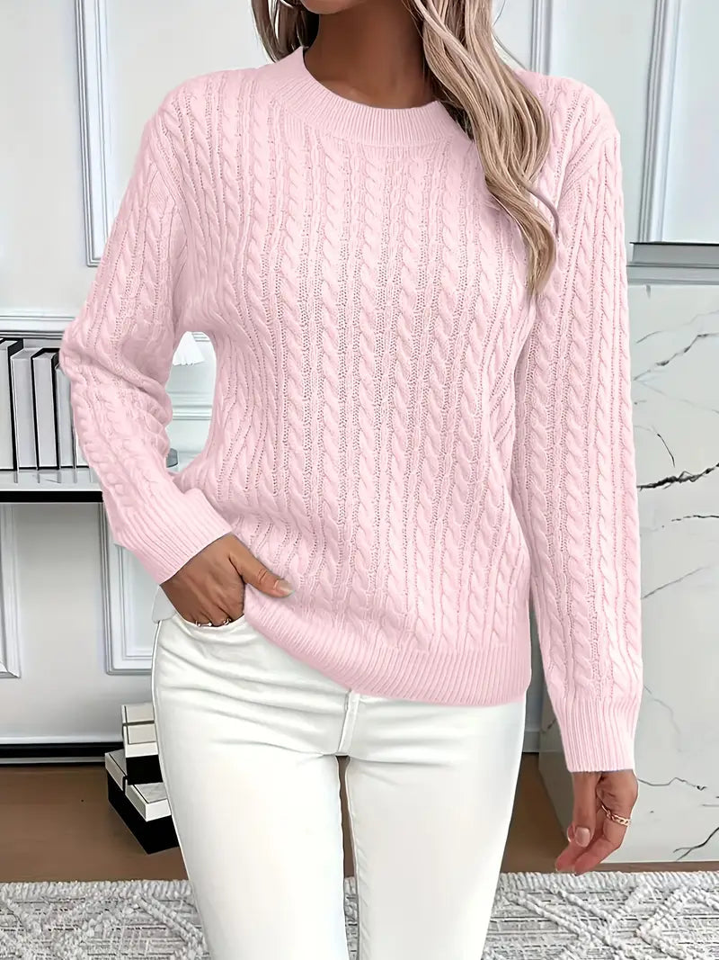 Women's Cable Knit Sweater | Long Sleeve & Relaxed Fit