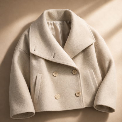 Women's Crop Coat | Oversized Collar & Cosy Finish