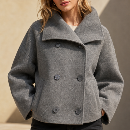 Women's Crop Coat | Oversized Collar & Cosy Finish