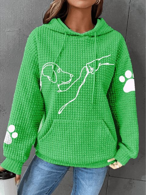 Women's Dog Print Hoodie | Waffle Texture & Adjustable Hood