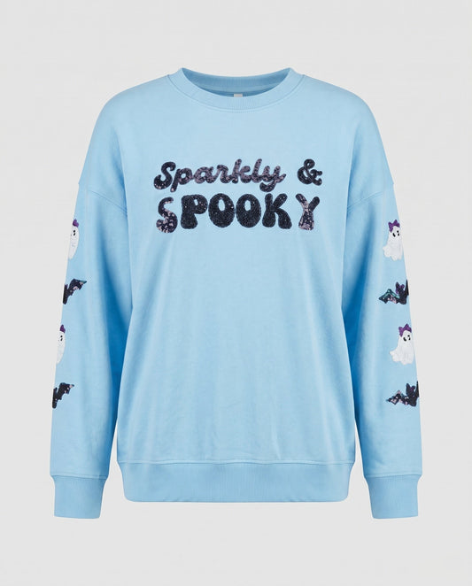 Women's Halloween Sweatshirt | Graphic Print & Embroidered Sleeves