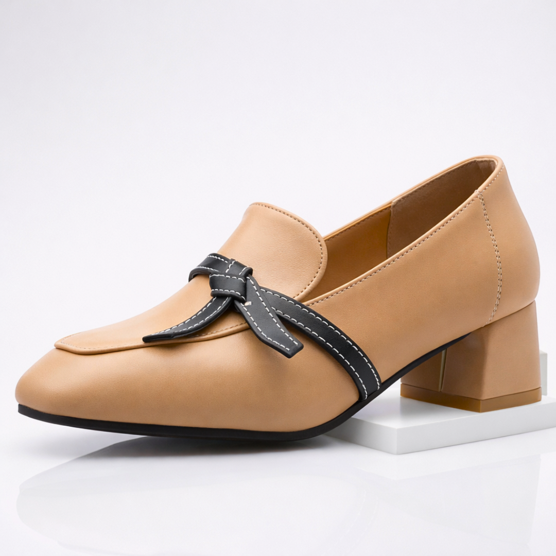 Women's Heeled Loafers | Ribbon Strap Detail