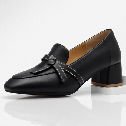 Women's Heeled Loafers | Ribbon Strap Detail