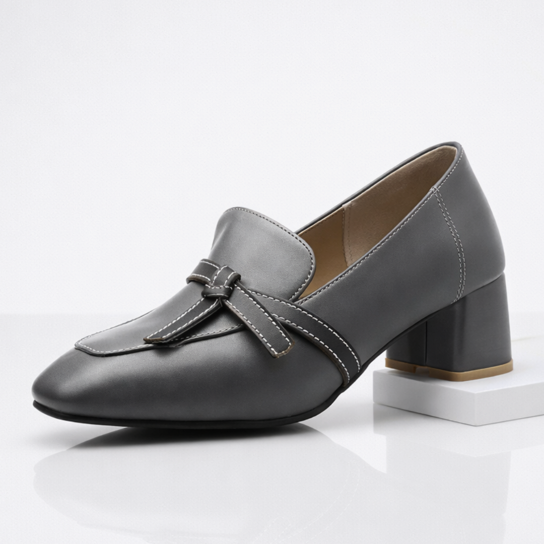 Women's Heeled Loafers | Ribbon Strap Detail