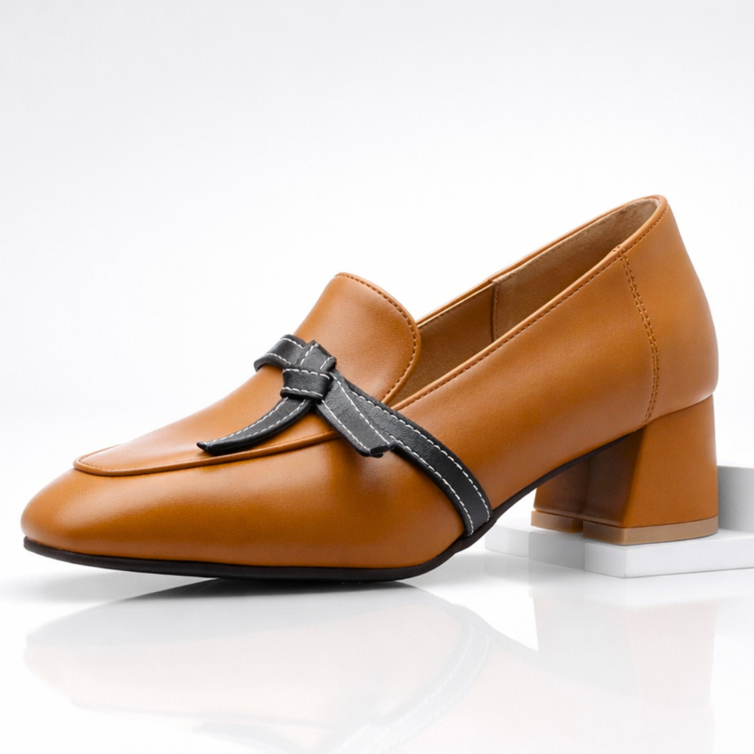 Women's Heeled Loafers | Ribbon Strap Detail