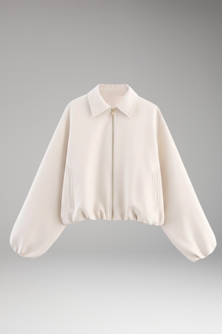 Women's Jacket | Point Collar, Zip Front Cropped Cut