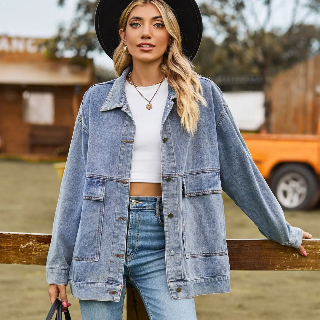 Women's Jacket | Press-Stud Front, Flap Hip Pockets