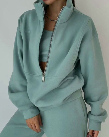 Women's Jogger Two-Piece Set | Half-Zip & Cropped Fit