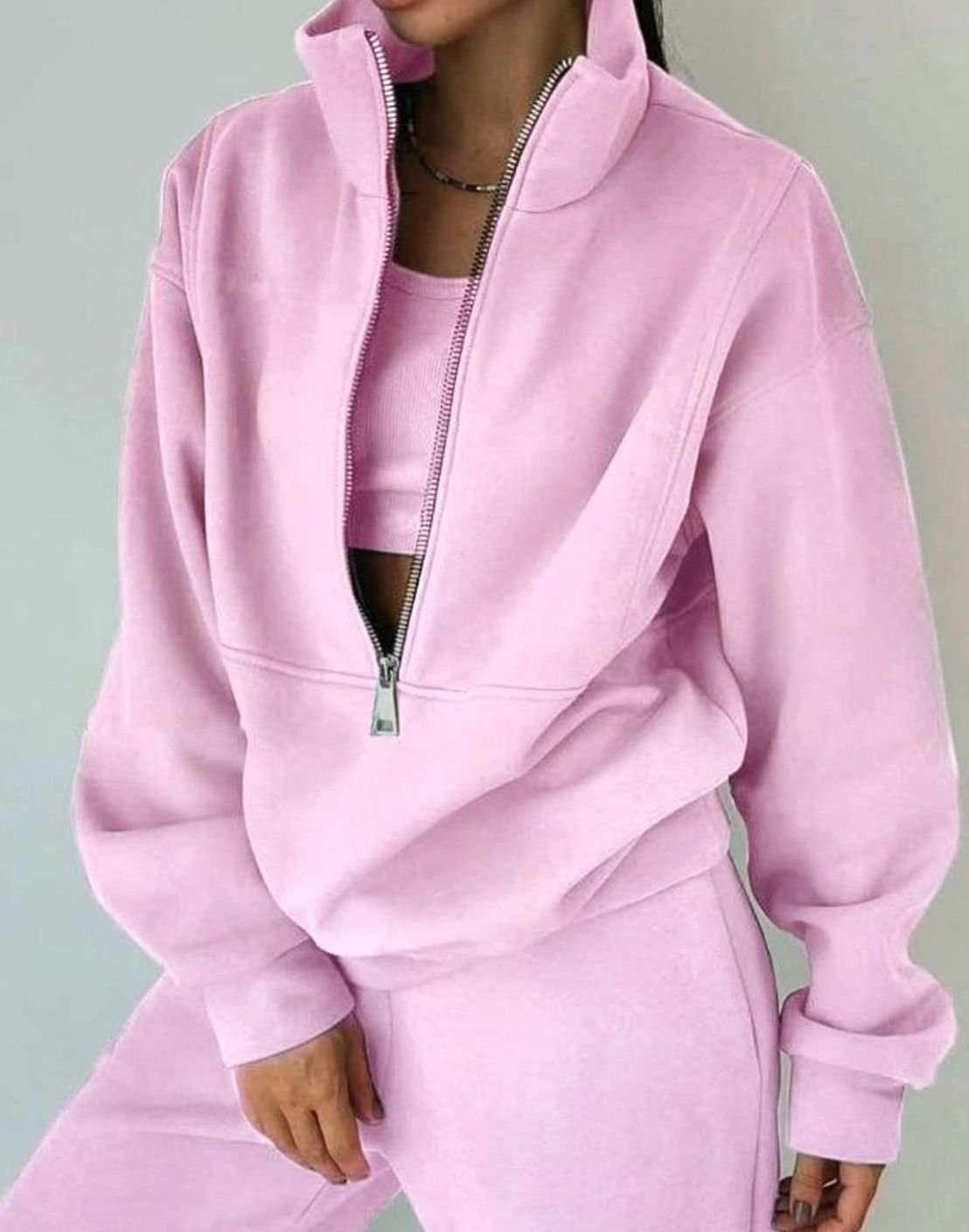 Women's Jogger Two-Piece Set | Half-Zip & Cropped Fit
