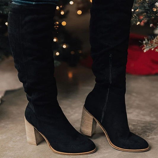 Women's Knee-High Boots | Block Heel & Side Zip